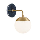 Alto Sconce 6” shown in Brass with an Indigo Blue Star Ceramic Canopy