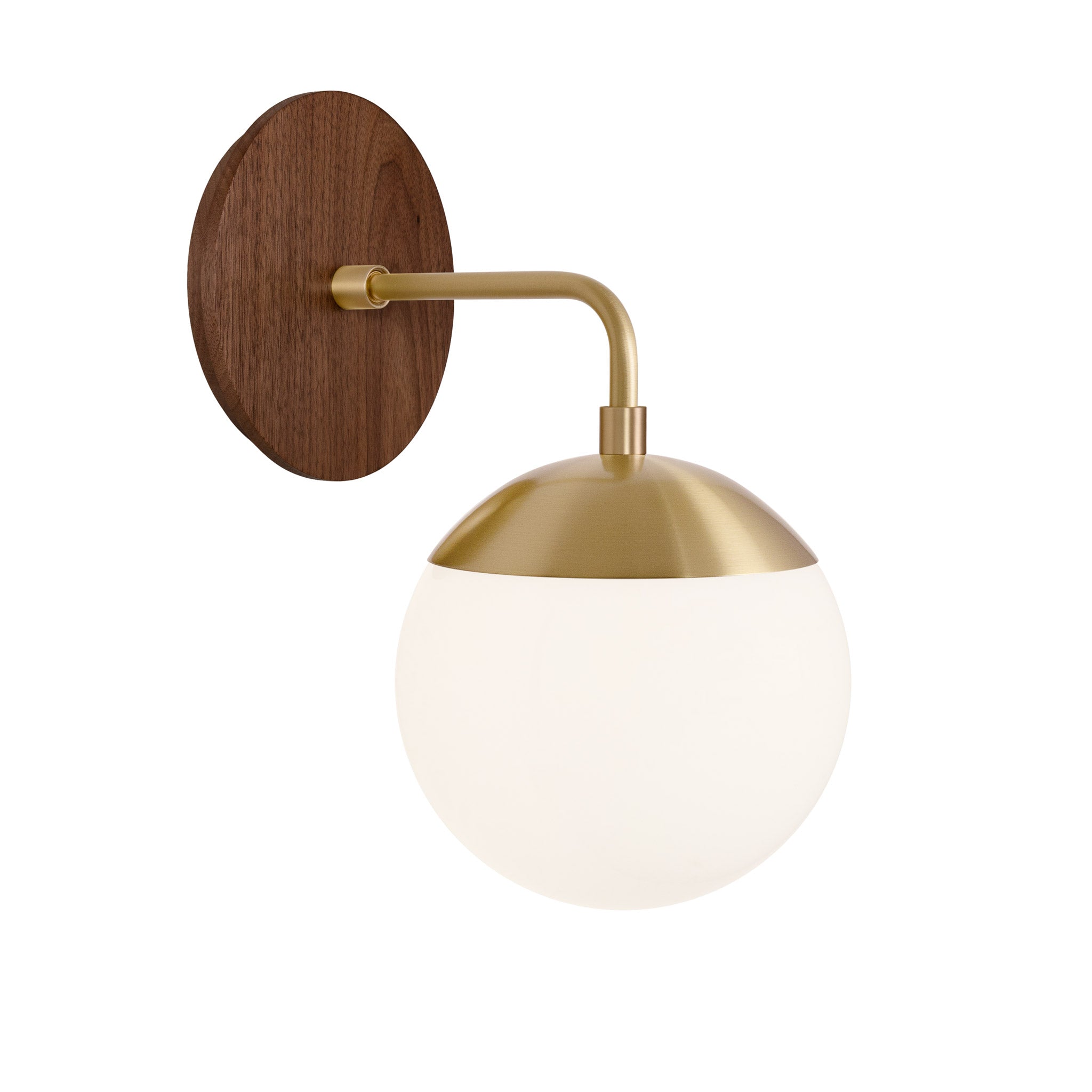 Alto Sconce 6” shown in Brass with a Walnut Wood Canopy