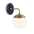 Alto Sconce 6” shown in Heirloom Brass with an Indigo Blue Star Ceramic Canopy
