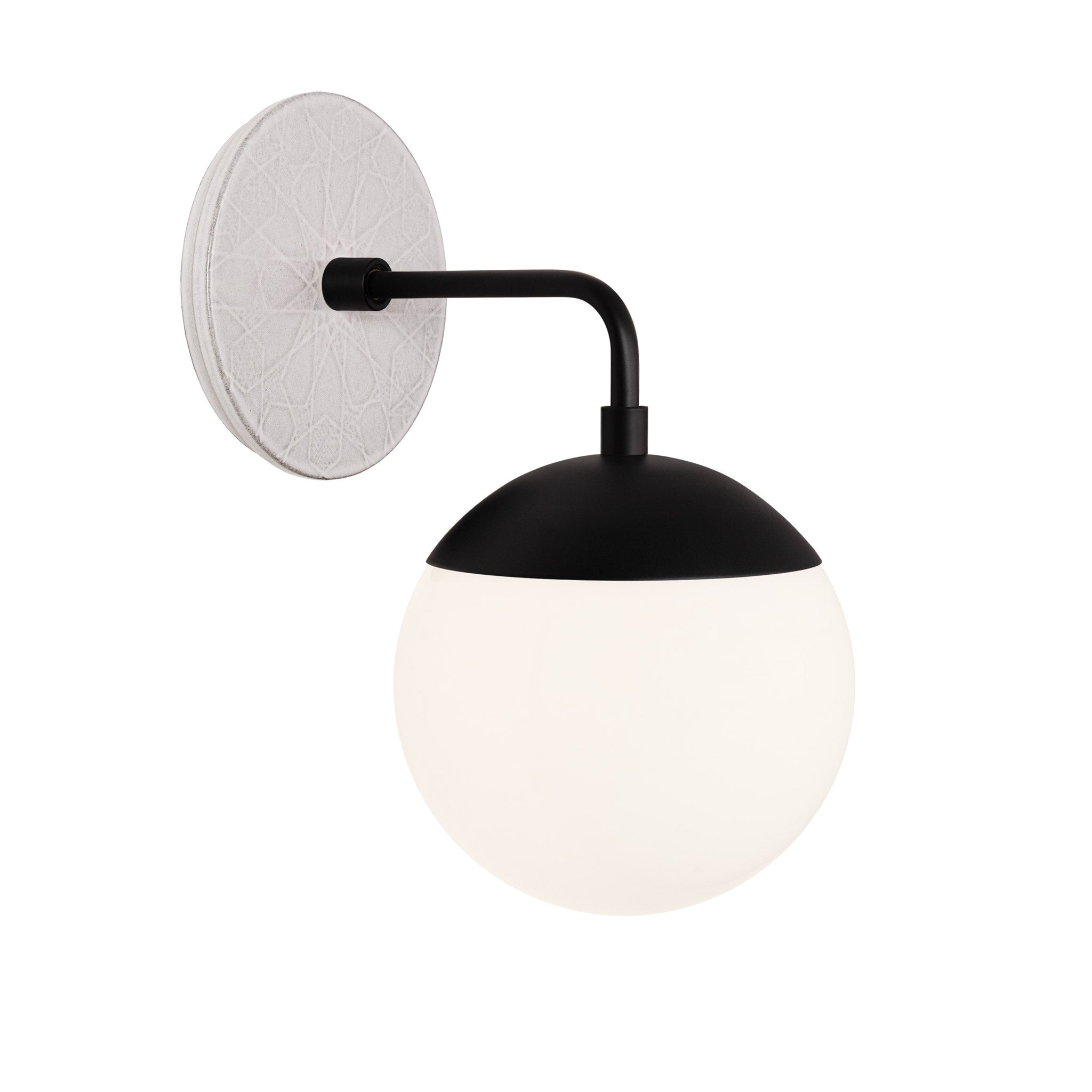 Alto Sconce 6” shown in Matte Black with a Brownstone White Star Ceramic Canopy