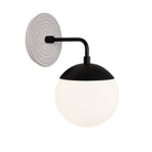 Alto Sconce 6” shown in Matte Black with a Brownstone White Sunflower Ceramic Canopy