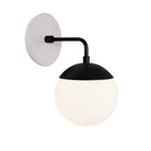 Alto Sconce 6” shown in Matte Black with a Brownstone White Swift Ceramic Canopy