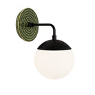 Alto Sconce 6” shown in Matte Black with a Forest Green Sunflower Ceramic Canopy