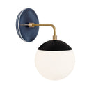 Alto Sconce 6” shown in Matte Black with Brass and an Indigo Blue Swift Ceramic Canopy