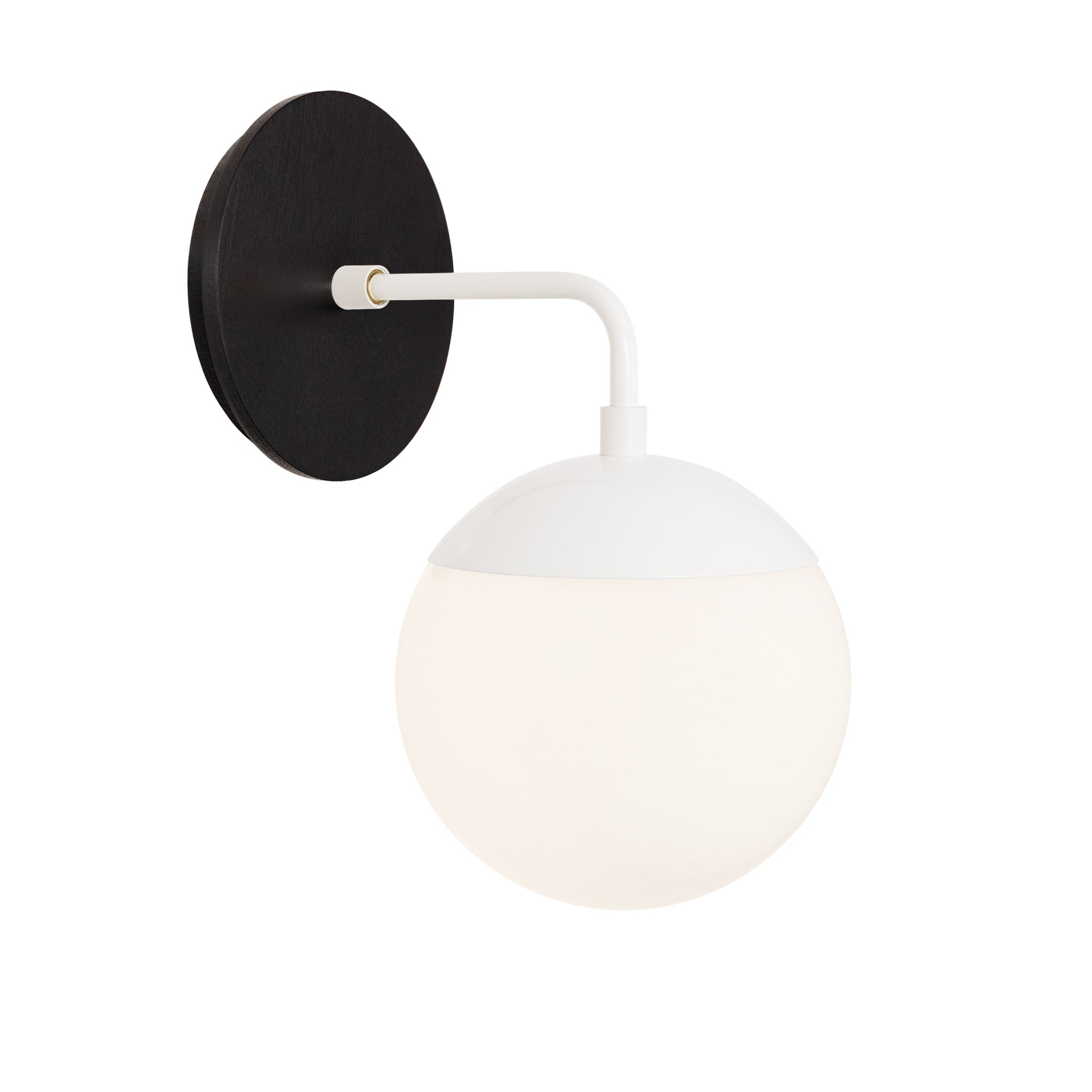 Alto Sconce 6” shown in White with a Black Stained Wood Canopy