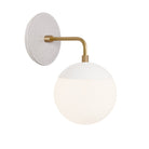 Alto Sconce 6” shown in Brass with White and a Brownstone White Star Ceramic Canopy