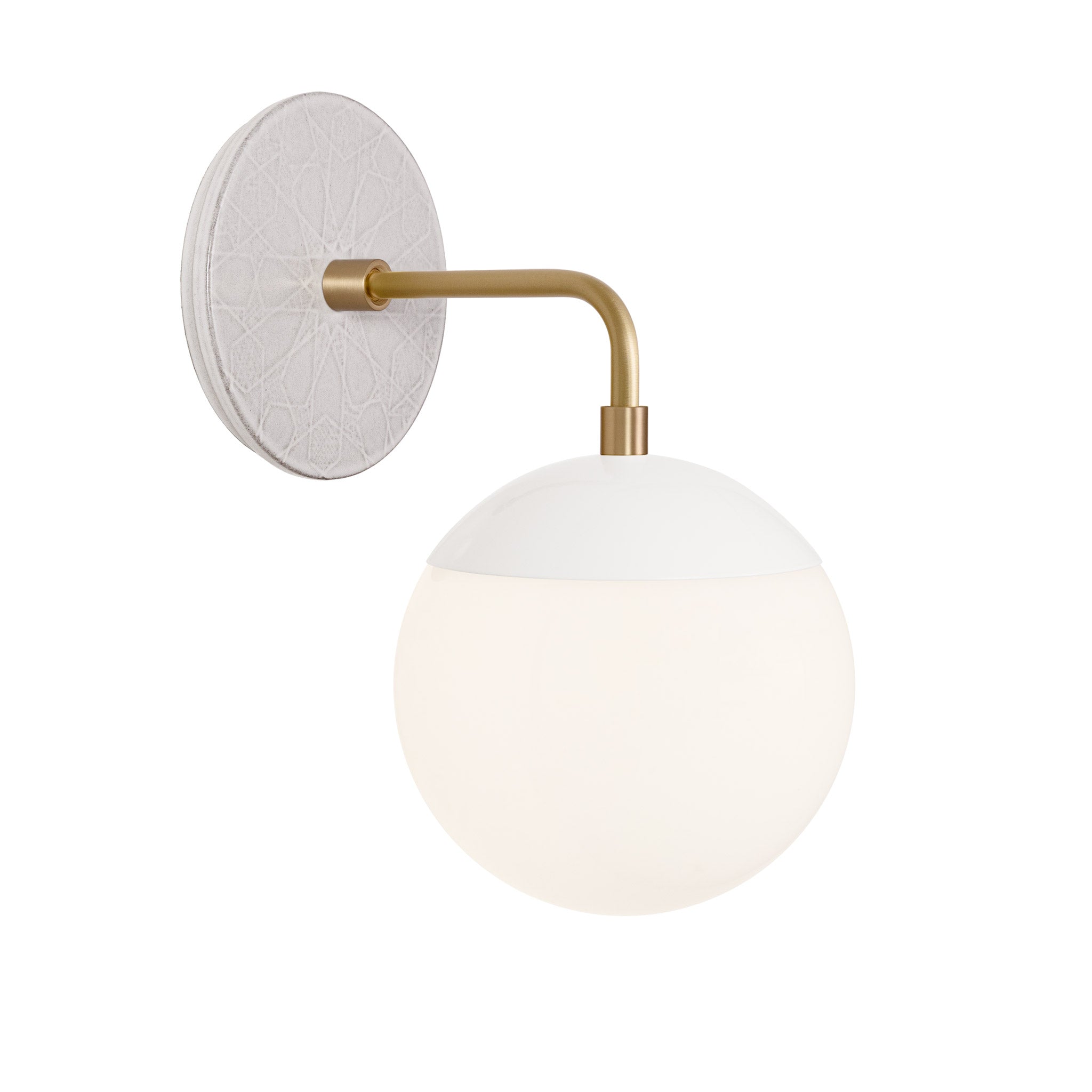 Alto Sconce 6” shown in Brass with White and a Brownstone White Star Ceramic Canopy