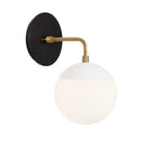 Alto Sconce 6” shown in White with Brass and a Black Stained Wood Canopy