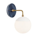 Alto Sconce 6” shown in White with Brass and an Indigo Blue Swift Ceramic Canopy