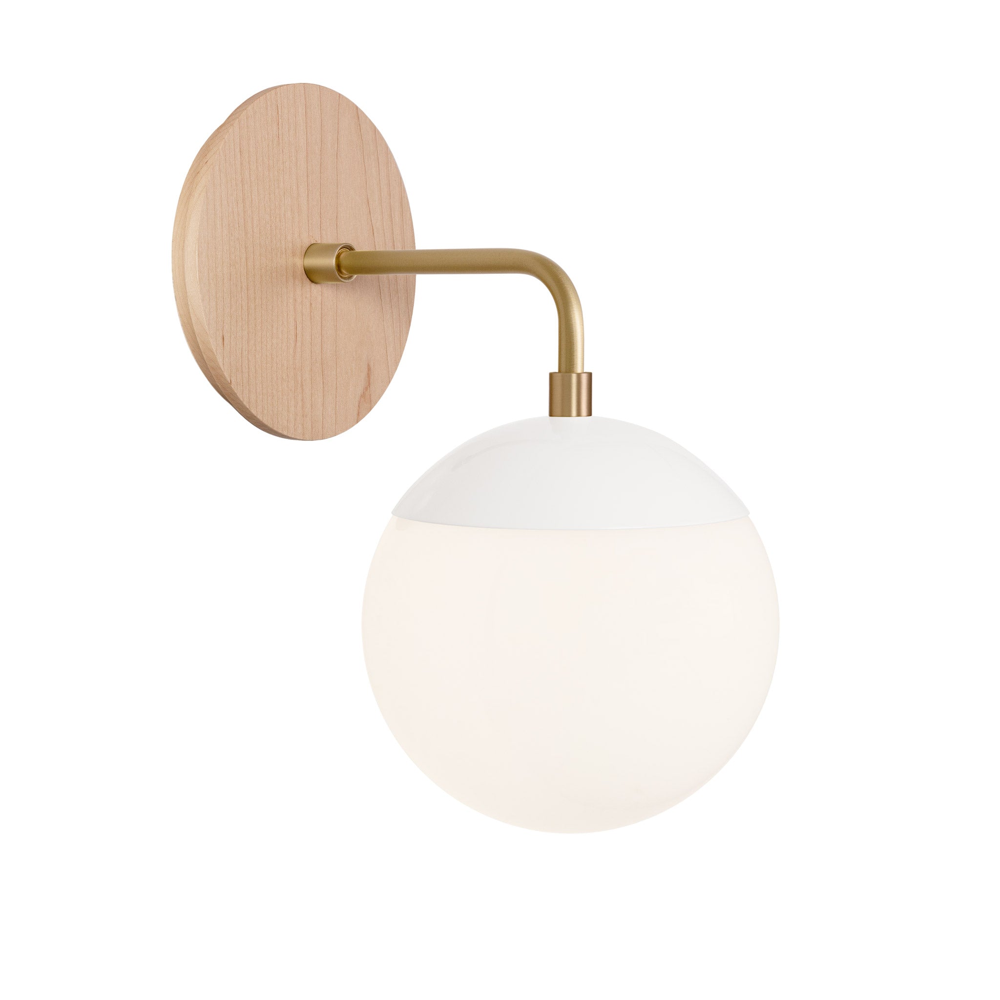 Alto Sconce 6” shown in White with Brass and a Maple Wood Canopy