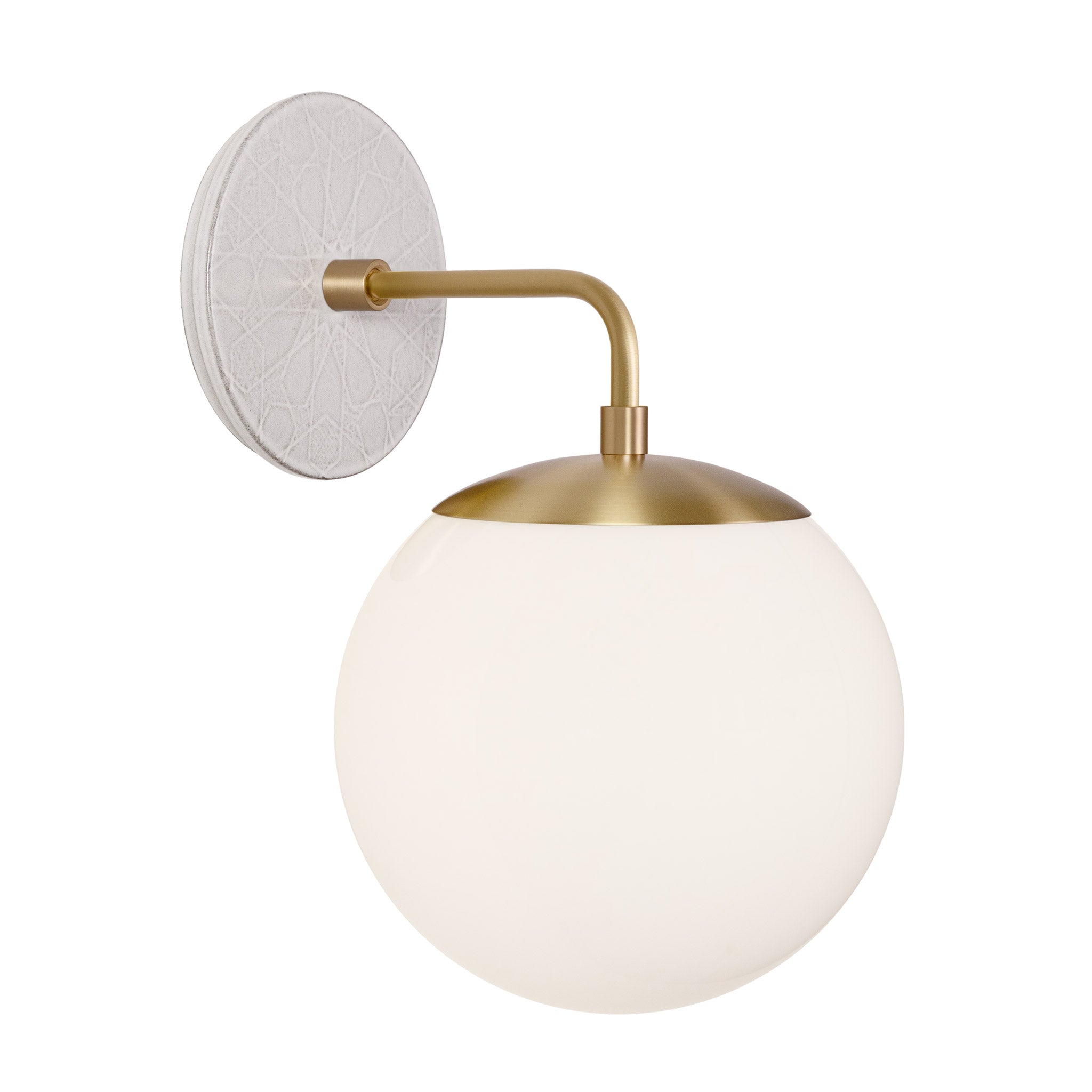 Alto Sconce 8” shown in Brass with a Brownstone White Star Ceramic Canopy