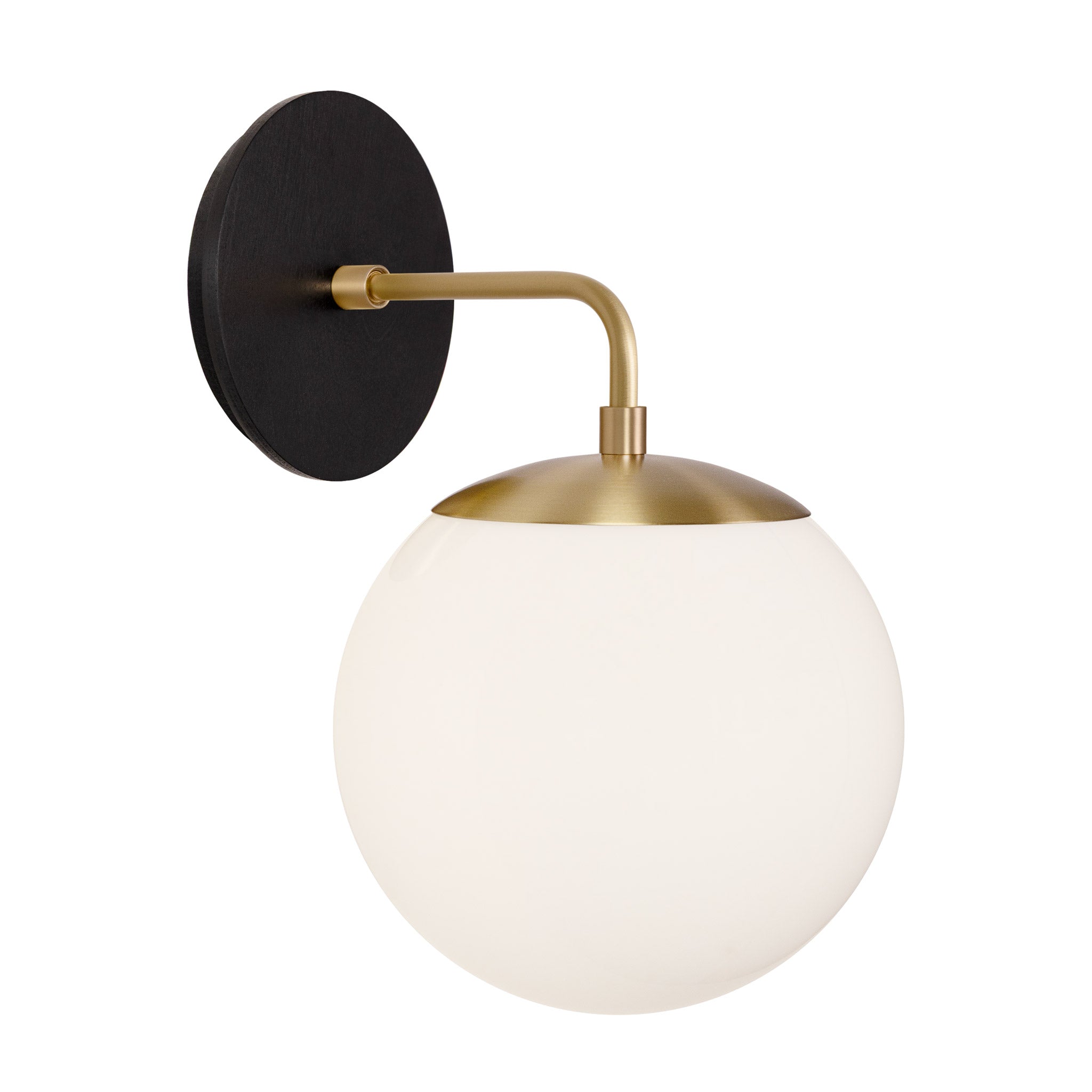 Alto Sconce 8” shown in Brass with a Black Stained Wood Canopy