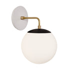 Alto Sconce 8” shown in Matte Black with Brass and a Brownstone White Swift Ceramic Canopy