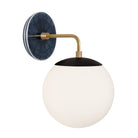 Alto Sconce 8” shown in Matte Black with Brass and an Indigo Blue Star Ceramic Canopy