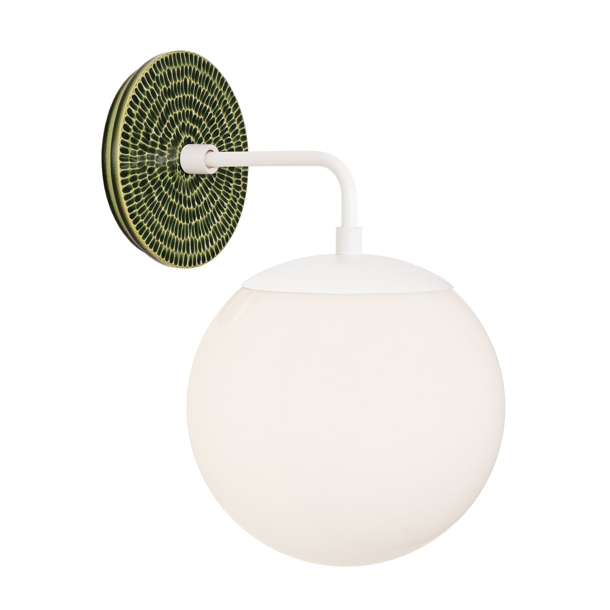 Alto Sconce 8” shown in White with a Forest Green Sunflower Ceramic Canopy