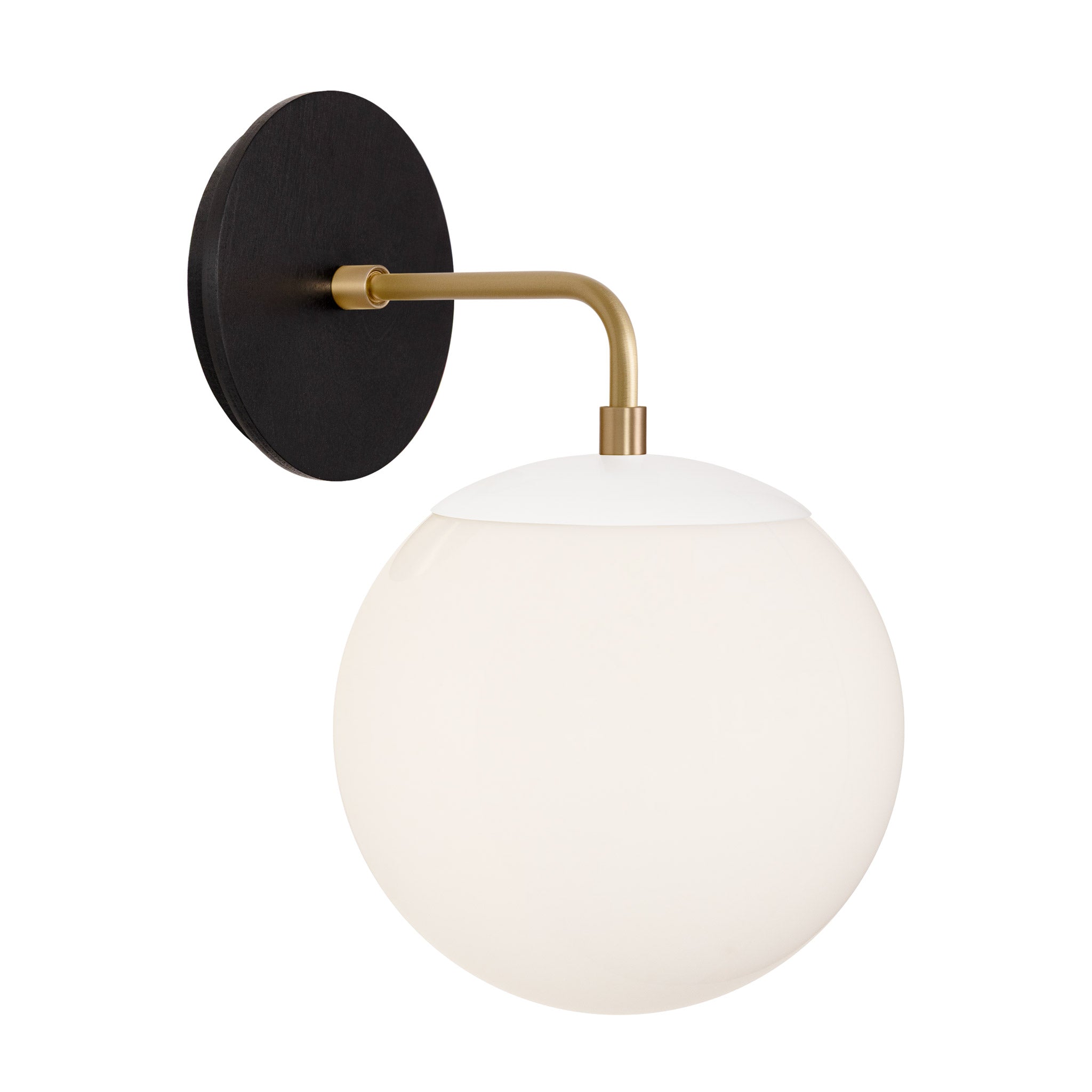 Alto Sconce 8” shown in White with Brass and a Black Stained Wood Canopy