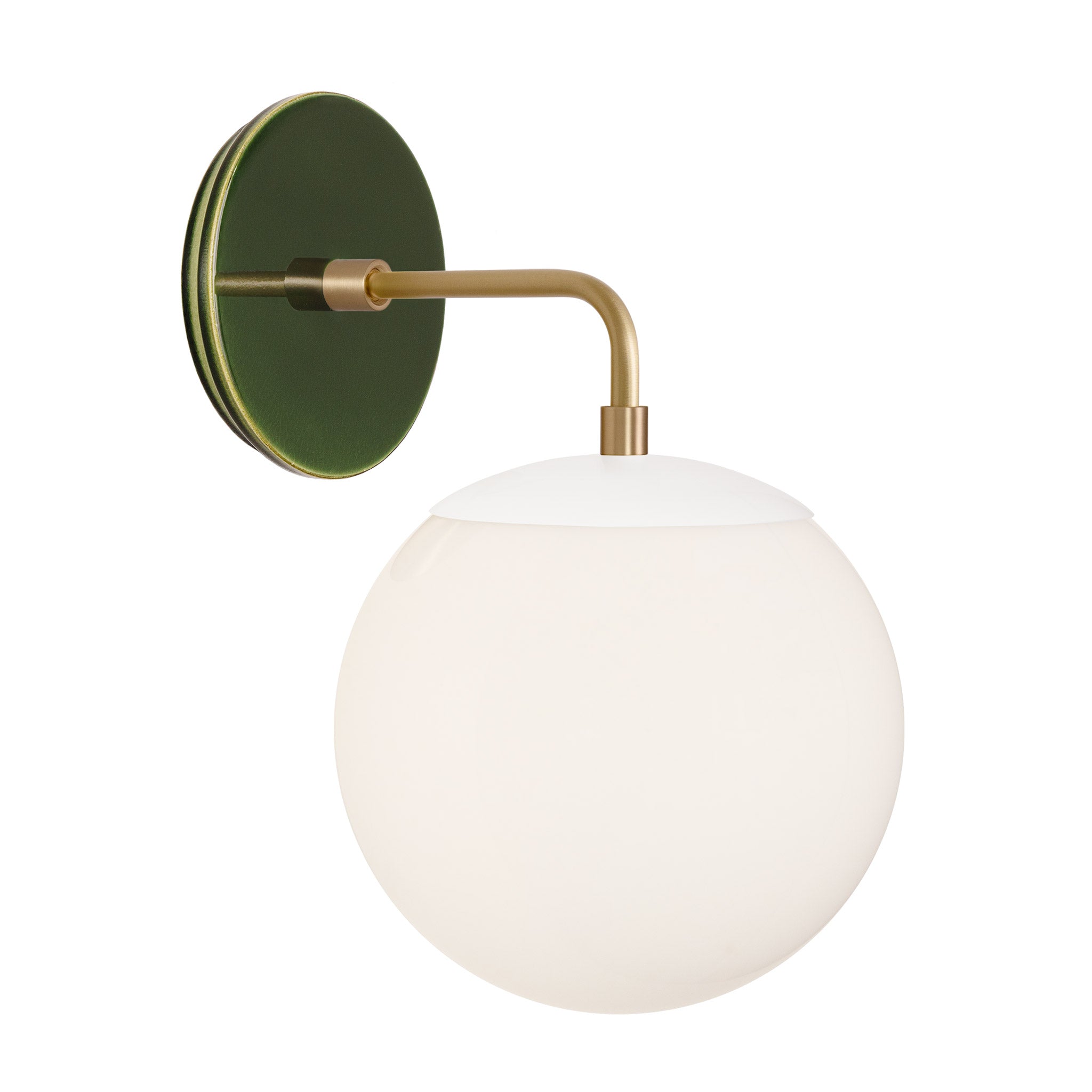Alto Sconce 8” shown in White with Brass and a Forest Green Swift Ceramic Canopy