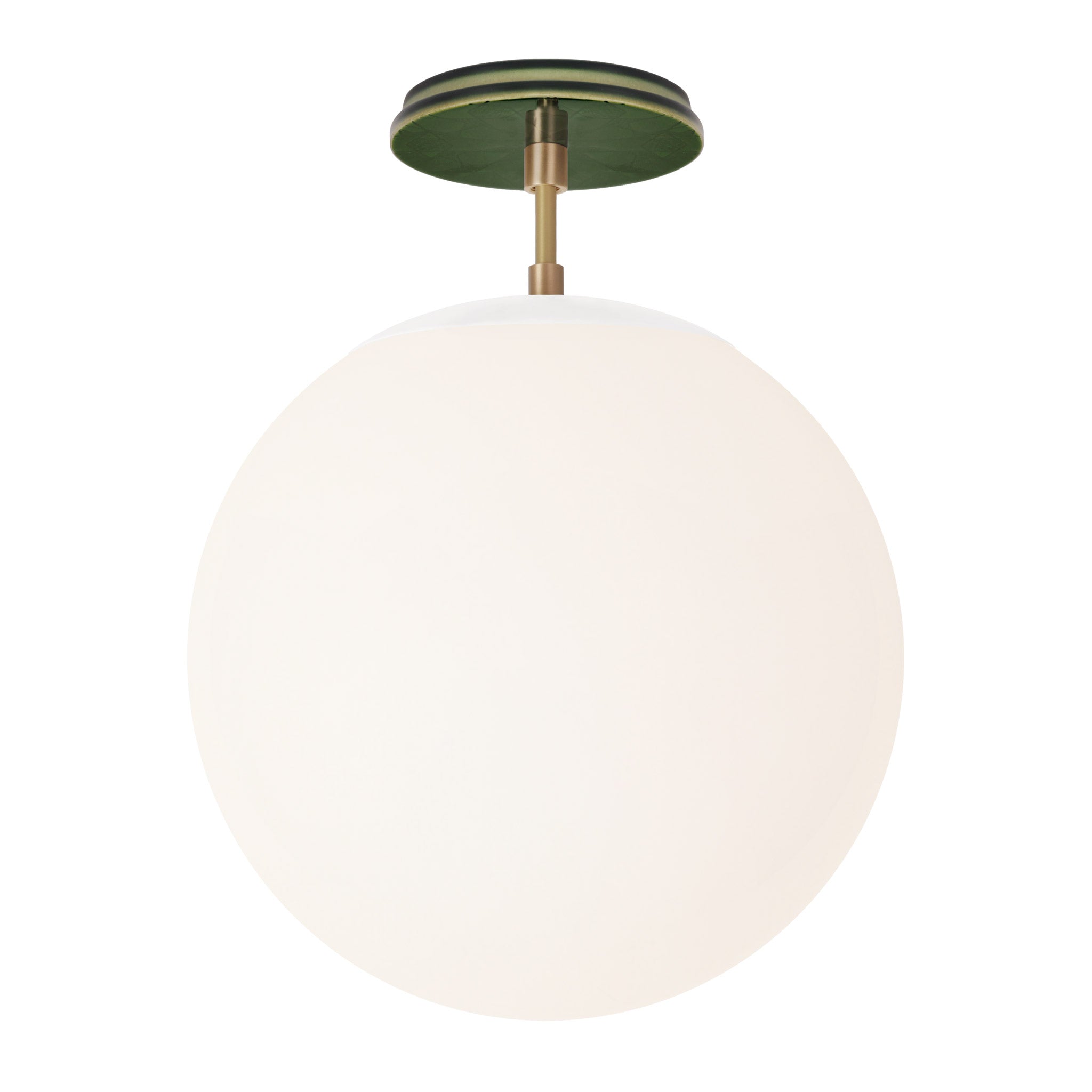 Alto Surface 12” shown in White with Brass and a Forest Green Star Ceramic Canopy