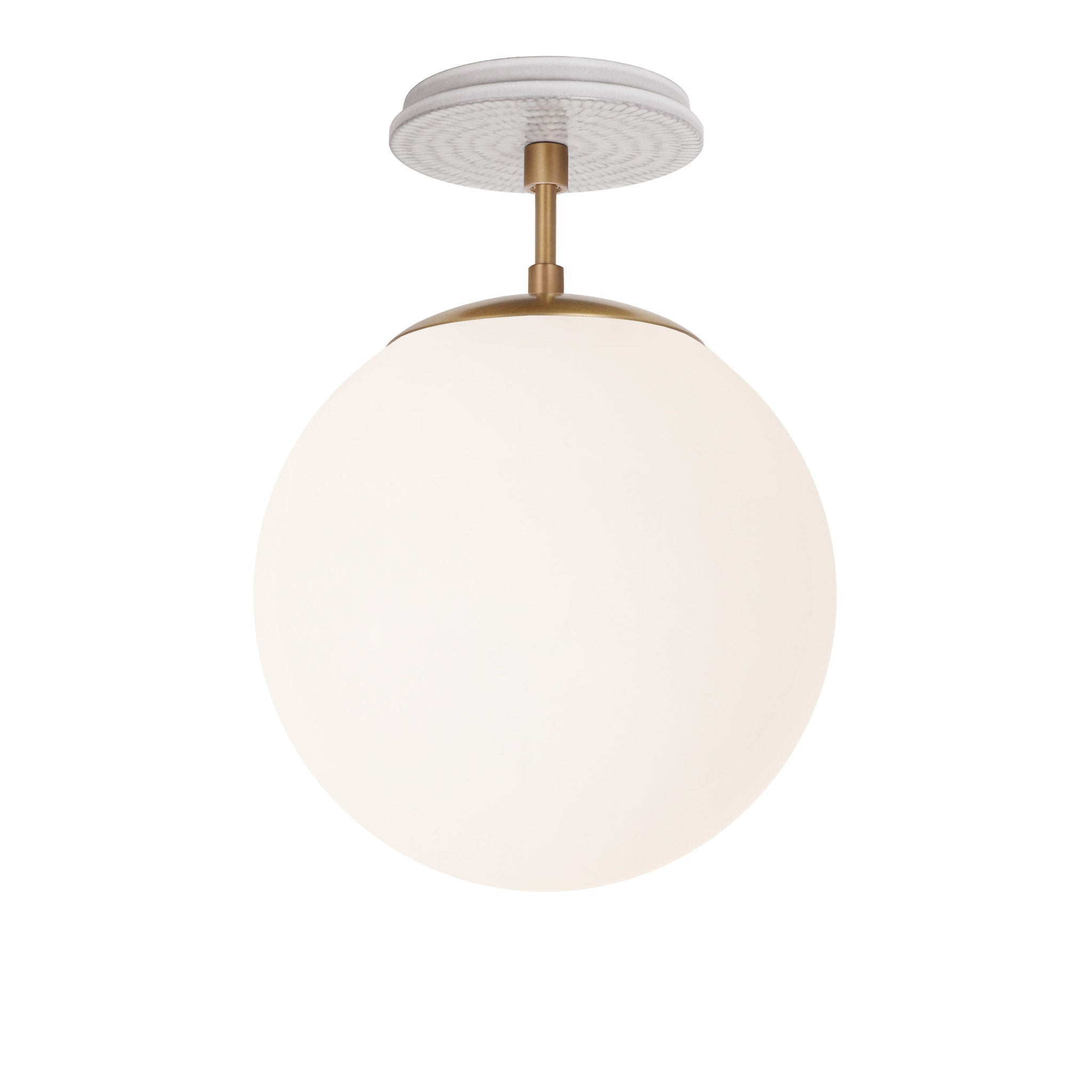 Alto Surface 10” shown in Heirloom Brass with a Brownstone White Sunflower Ceramic Canopy