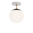 Alto Surface 8" shown in Matte Black with Brass and a Brownstone White Sunflower Ceramic Canopy