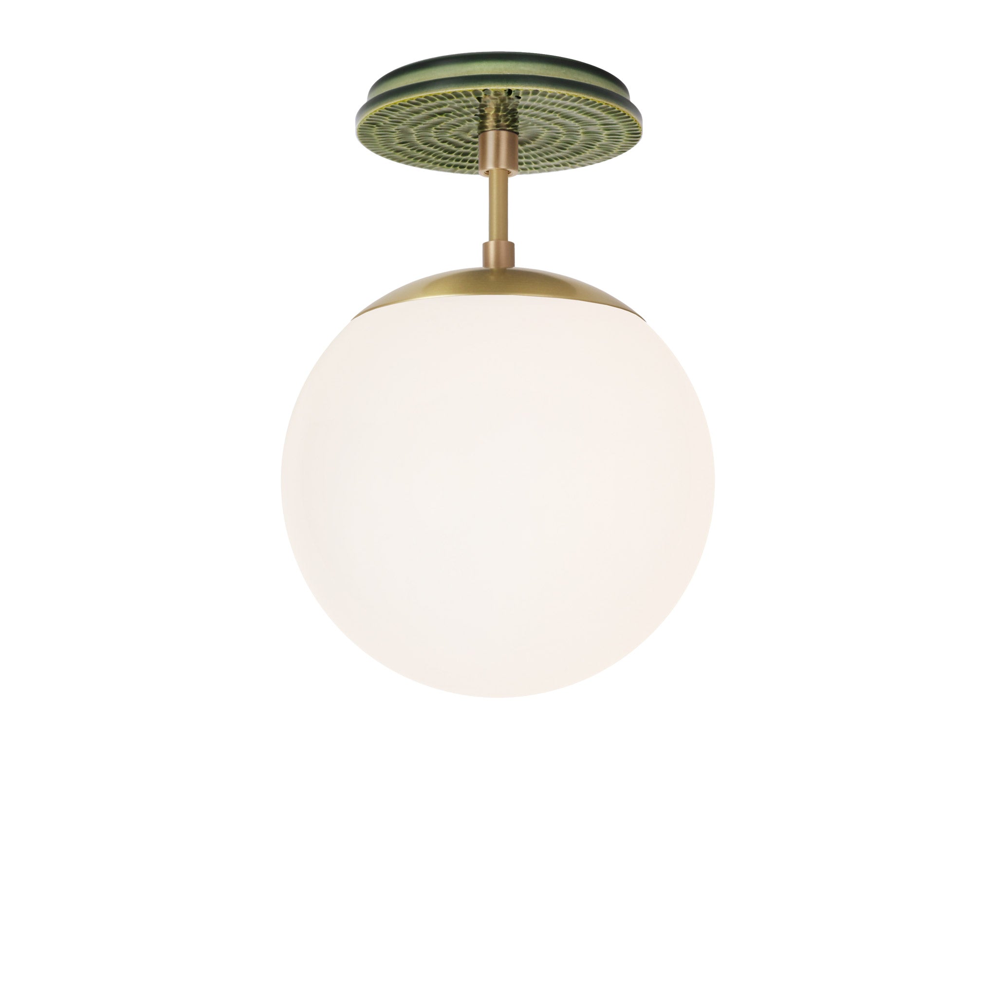 Alto Surface 8" shown in Brass with a Forest Green Sunflower Ceramic Canopy