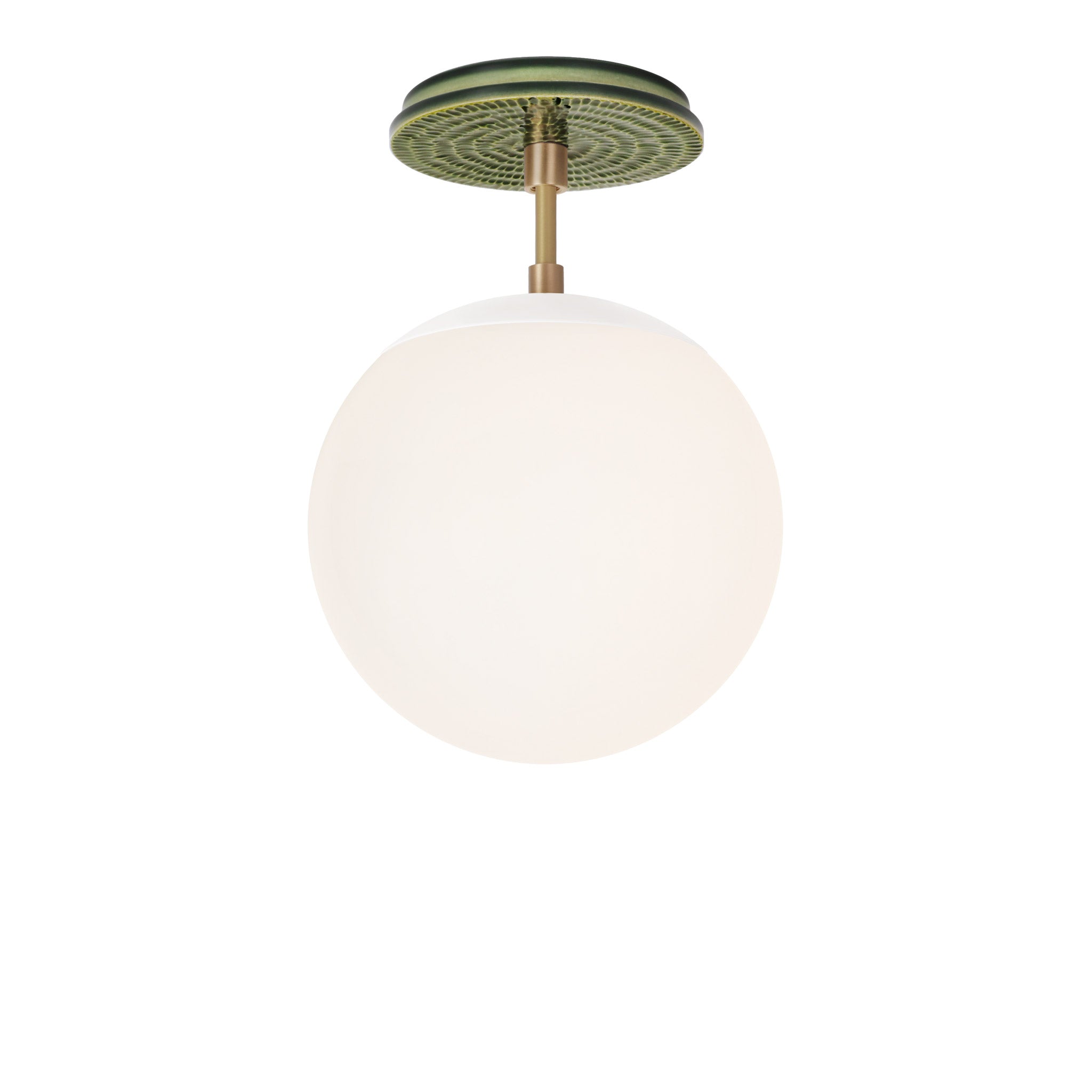 Alto Surface 8" shown in White with Brass and a Forest Green Sunflower Ceramic Canopy