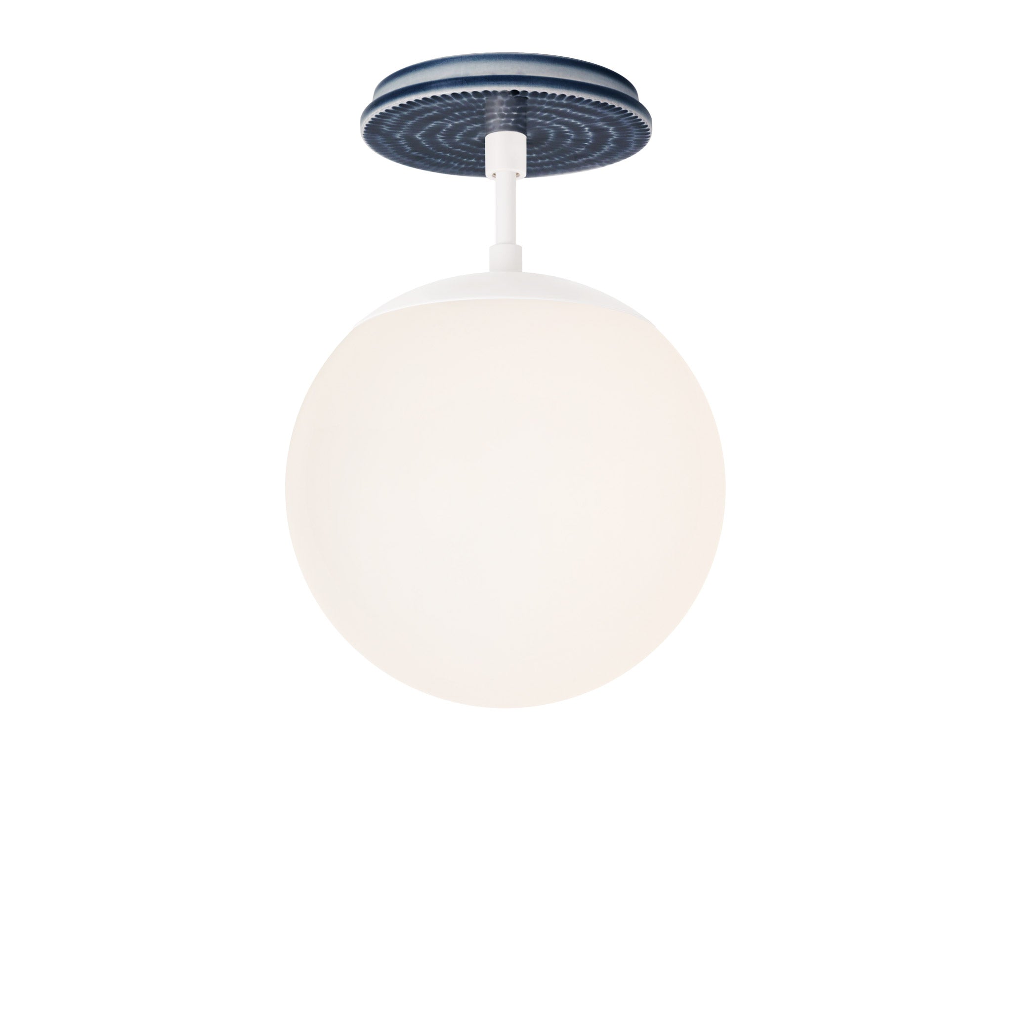 Alto Surface 8" shown in White with an Indigo Blue Sunflower Ceramic Canopy