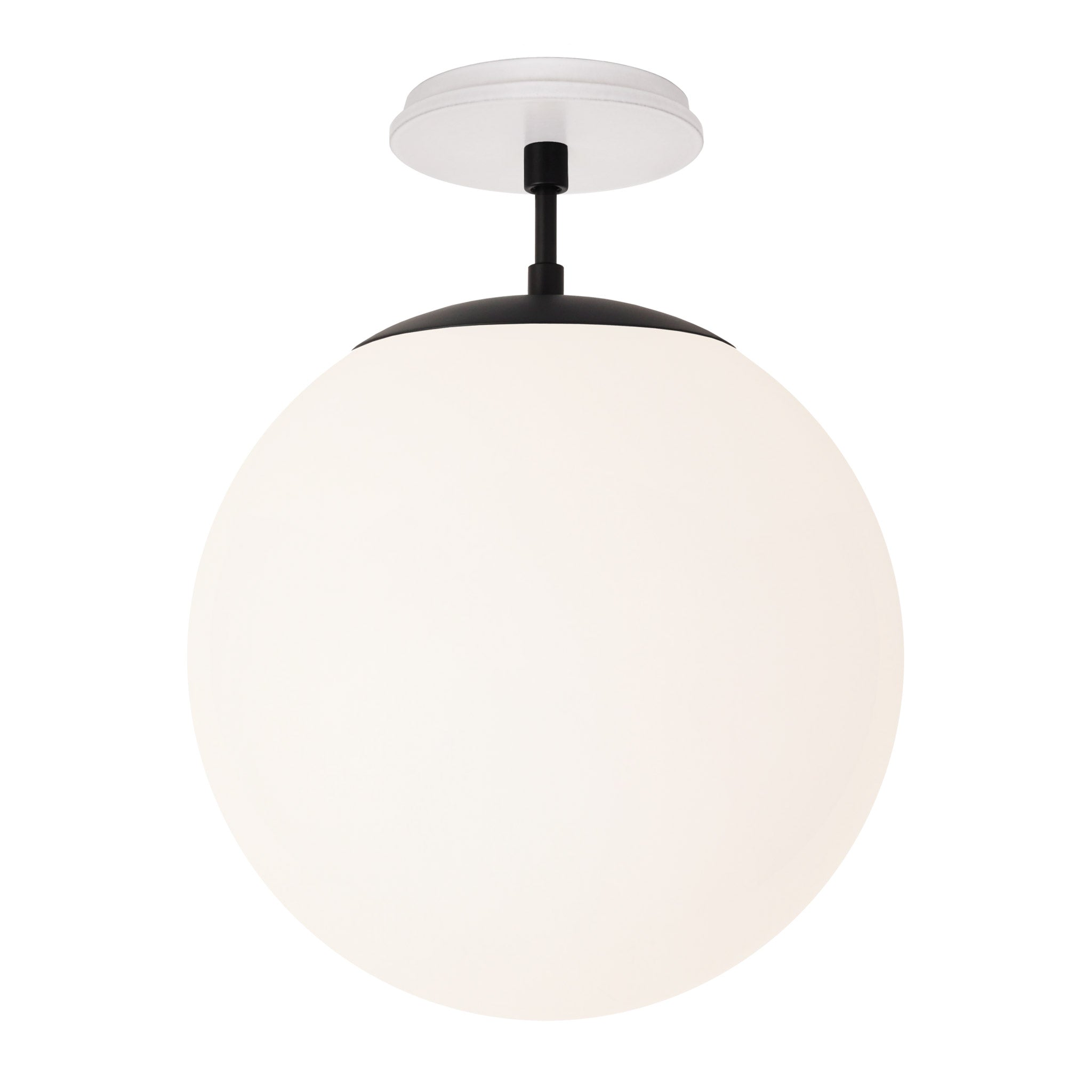 Alto Surface 12” shown in Matte Black with a Brownstone White Swift Ceramic Canopy