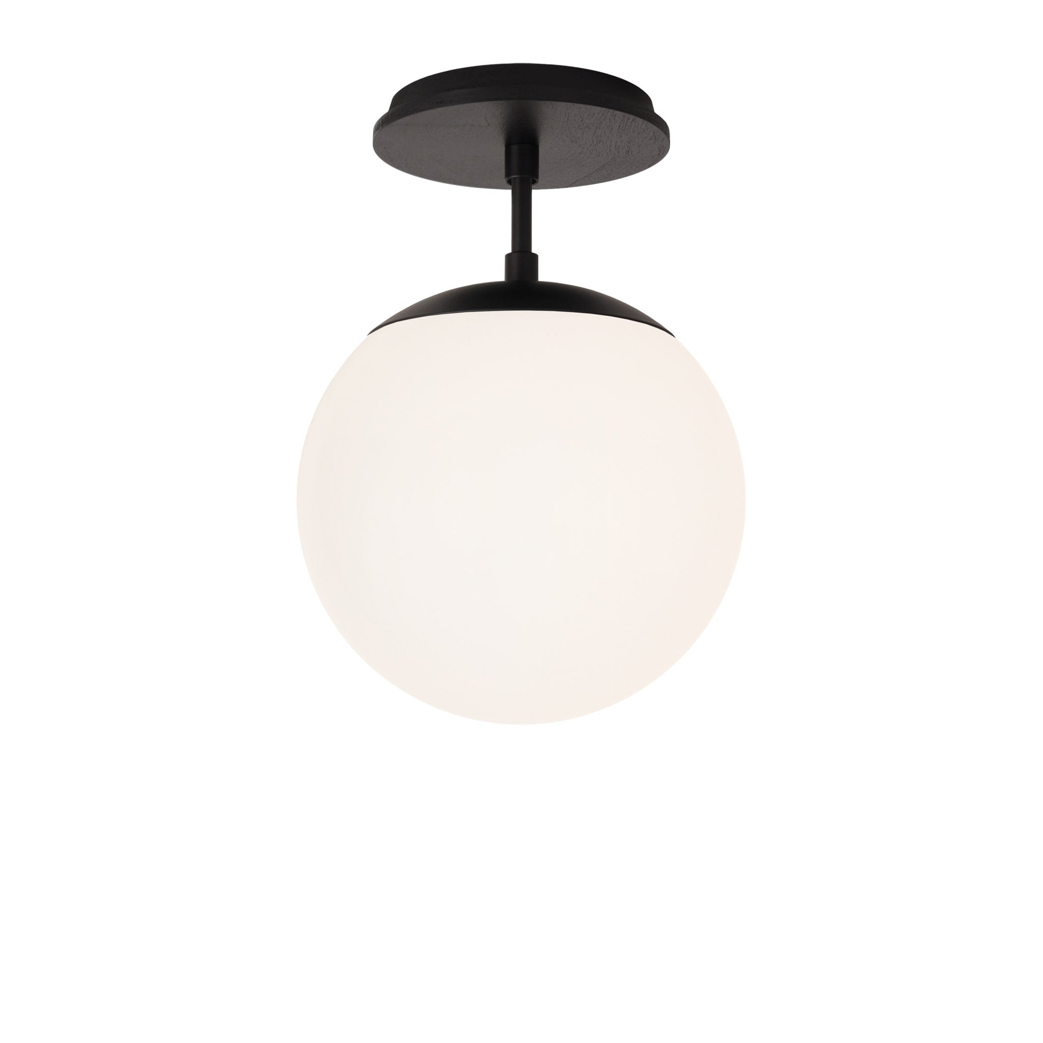 Alto Surface 8" shown in Matte Black with a Black Stained Wood Canopy