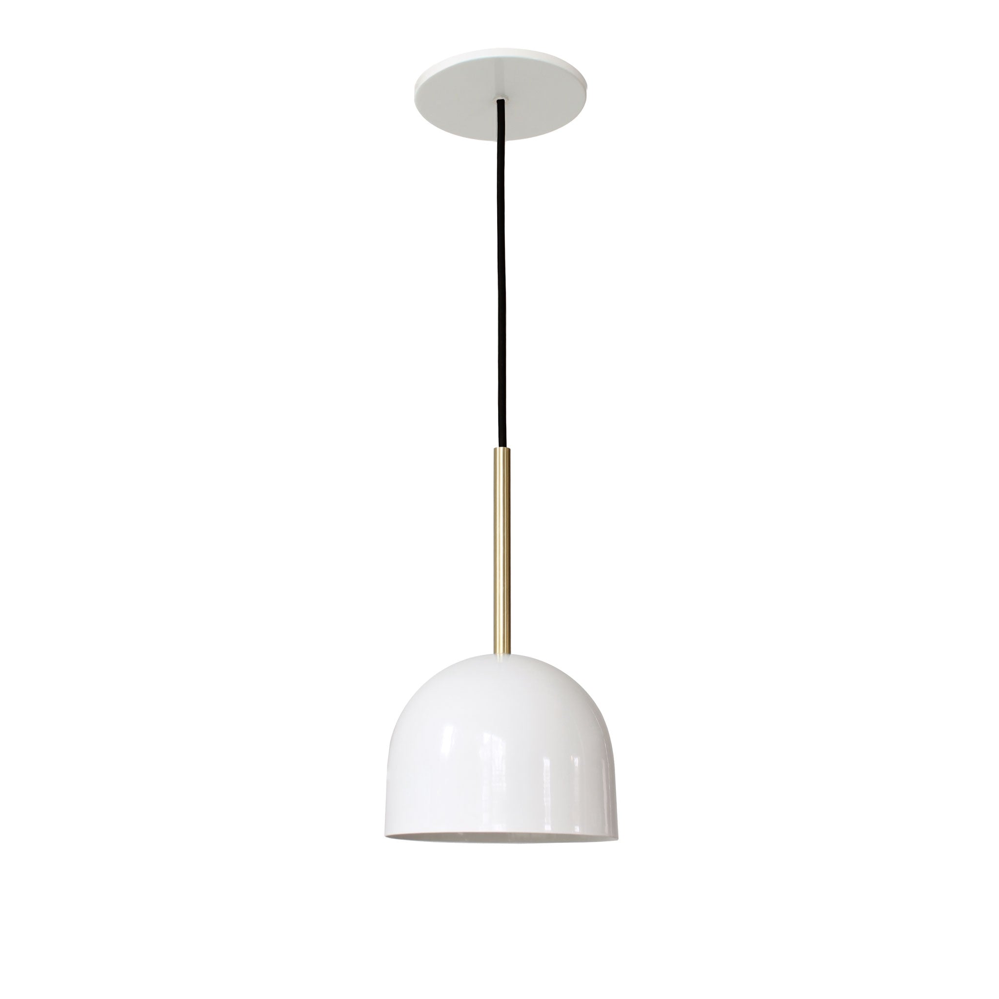 Amélie Cord 6" shown in White with Brass Rod Detail and Black Cloth cord.