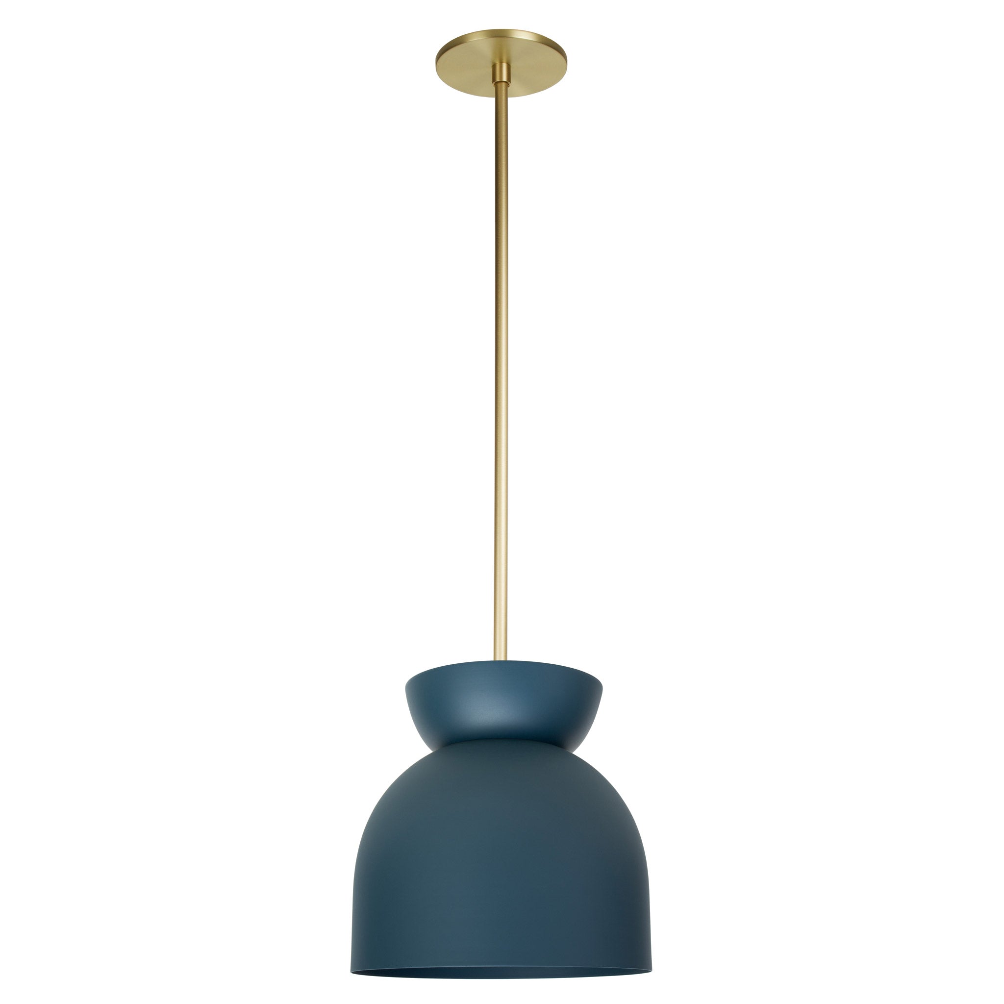 Amélie Luxe 8" Pendant shown in Ocean Blue with Brass