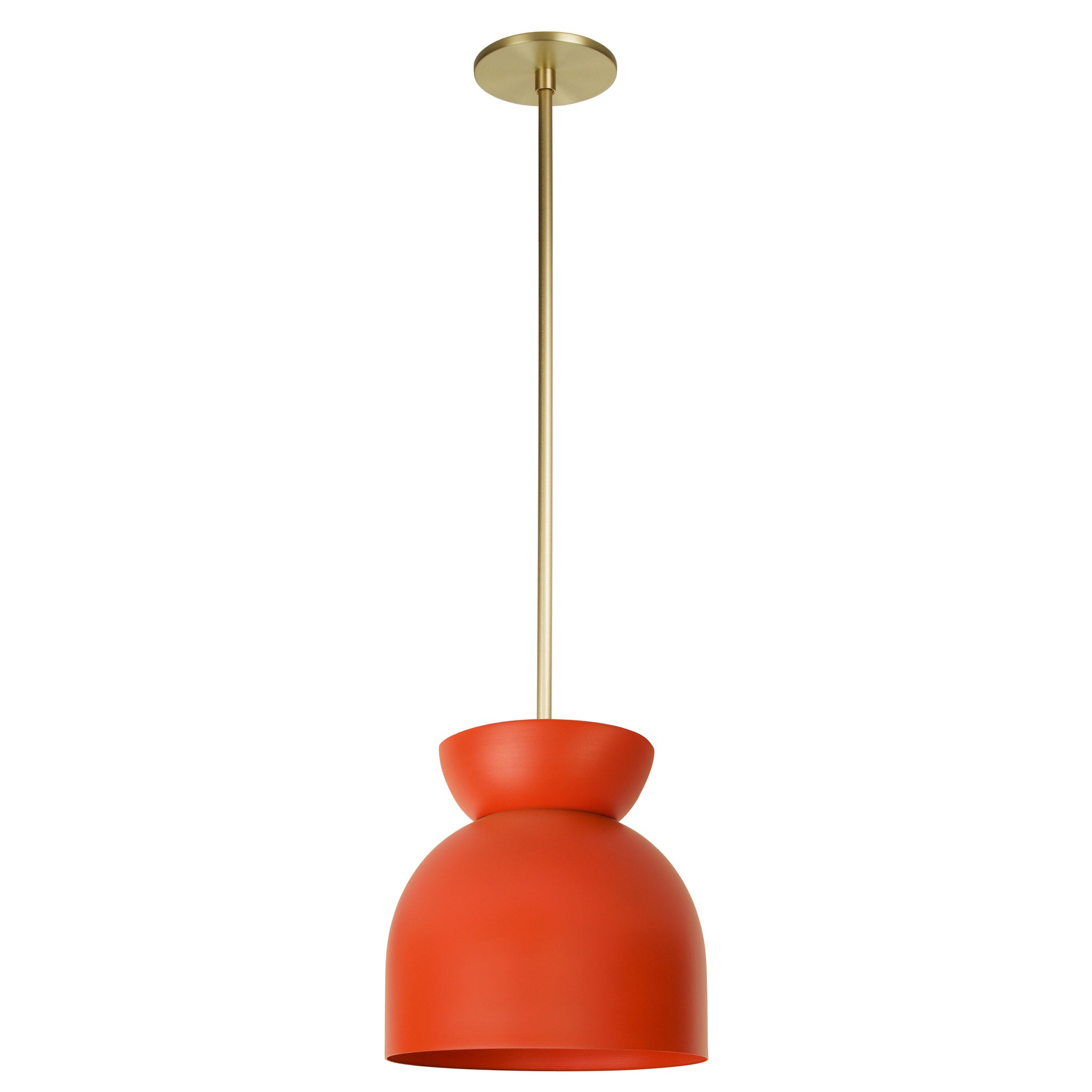 Amélie Luxe 8" Pendant shown in Persimmon with Brass