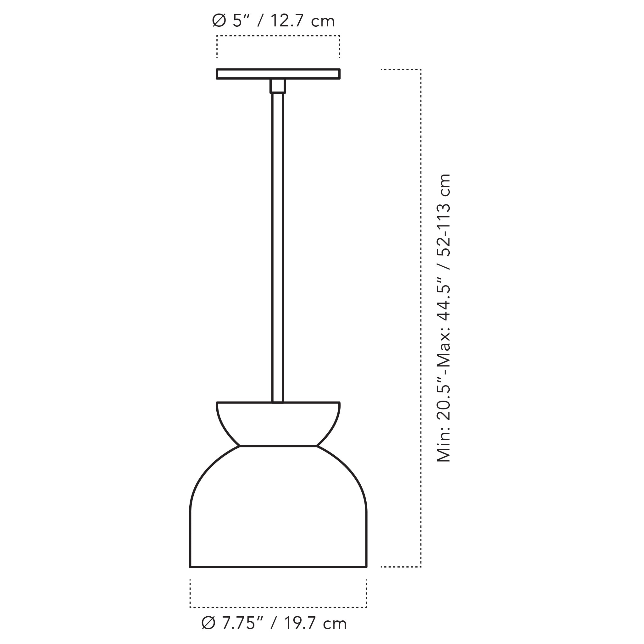 A Technical Drawing Of The Amelia Luxe Pendant