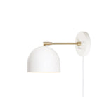 Amélie Sconce 6" shown in White and Brass with a 6" arm, Backplate Dimmer Switch and White Cord