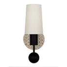 Amherst sconce shown in Black Stained with Black and Cream Quilted ceramic