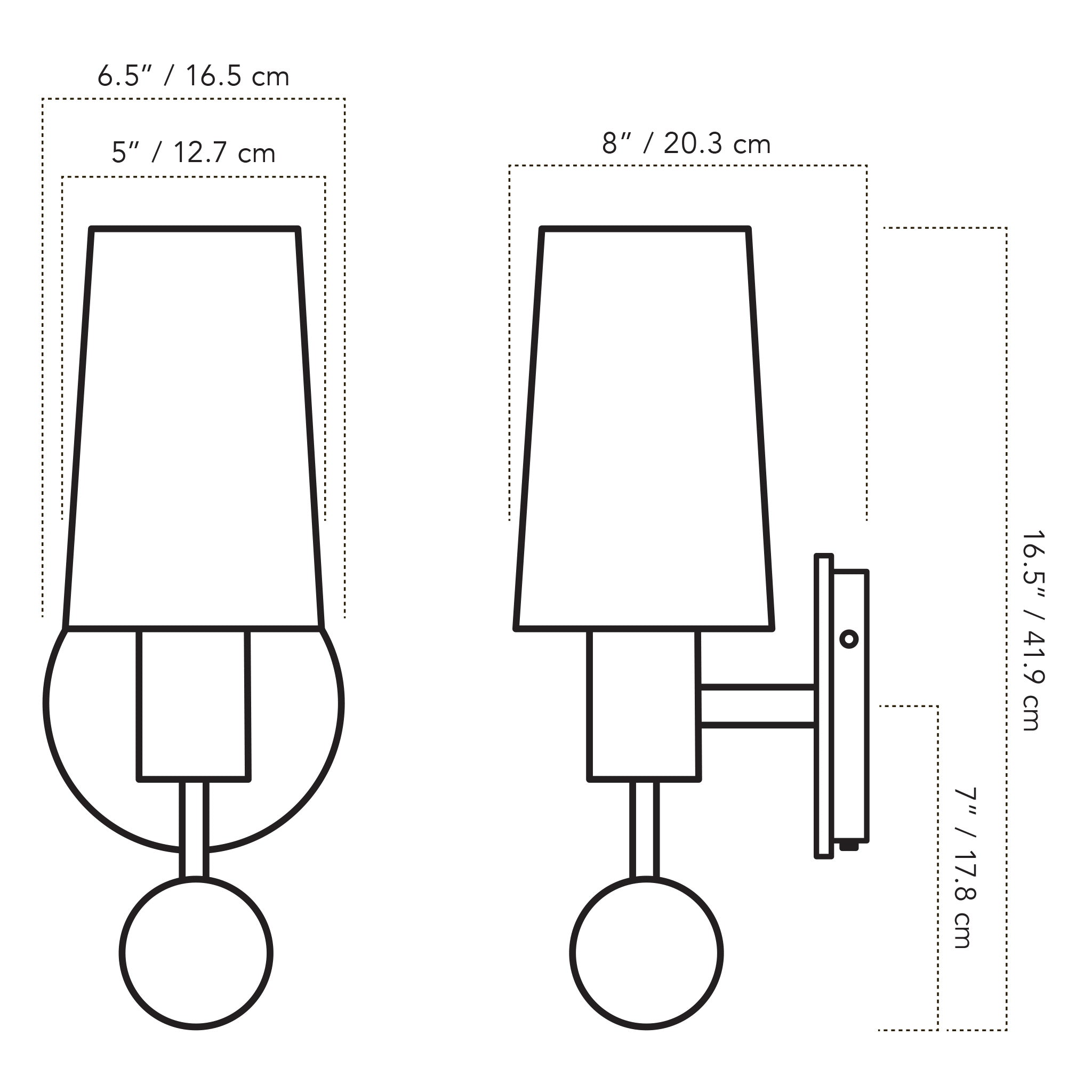 A Technical Drawing Of The Amherst Wall Sconce In Persimmon Finish
