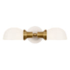 Archie Double shown in Heirloom Brass with a Gloss White Ceramic Canopy