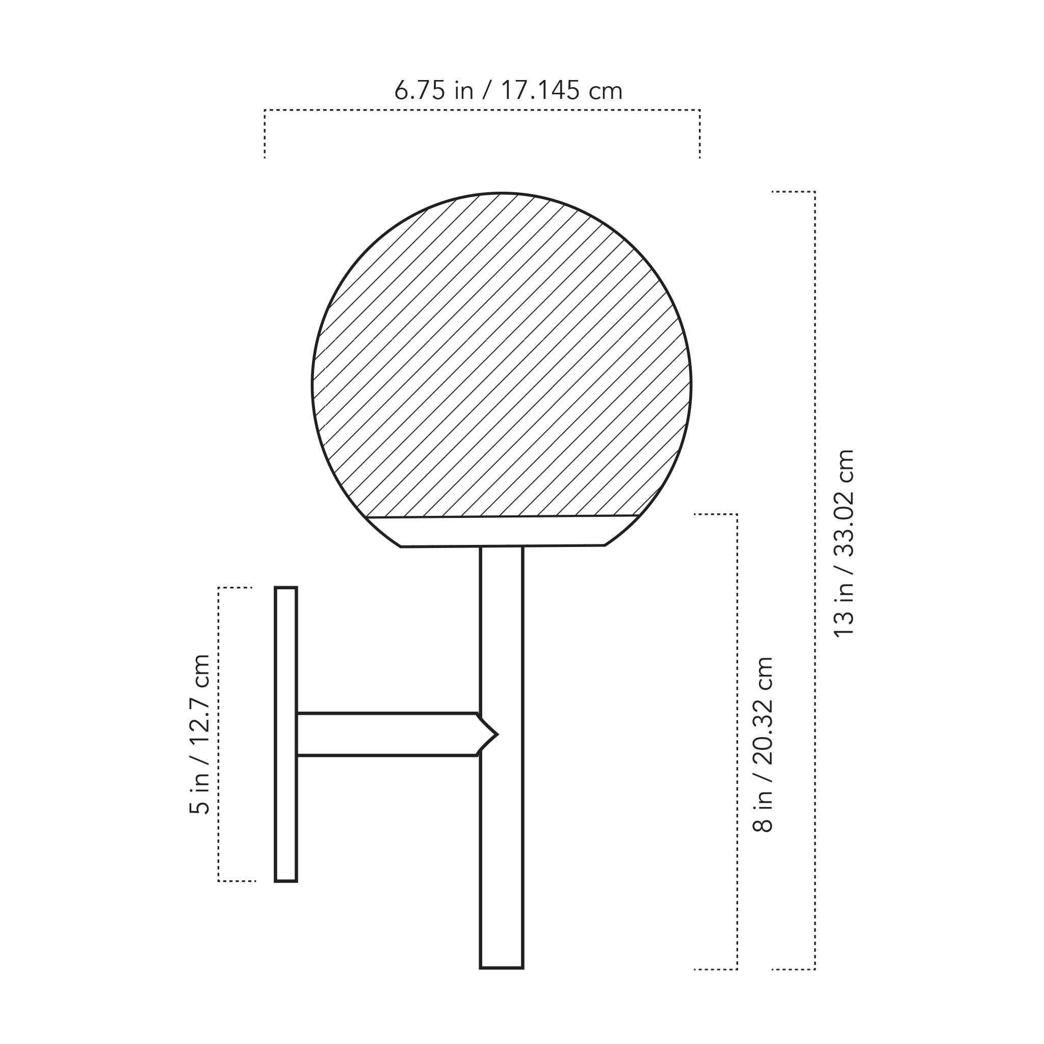 A Technical Drawing Of The Athena Wall Sconce With 6" Globe