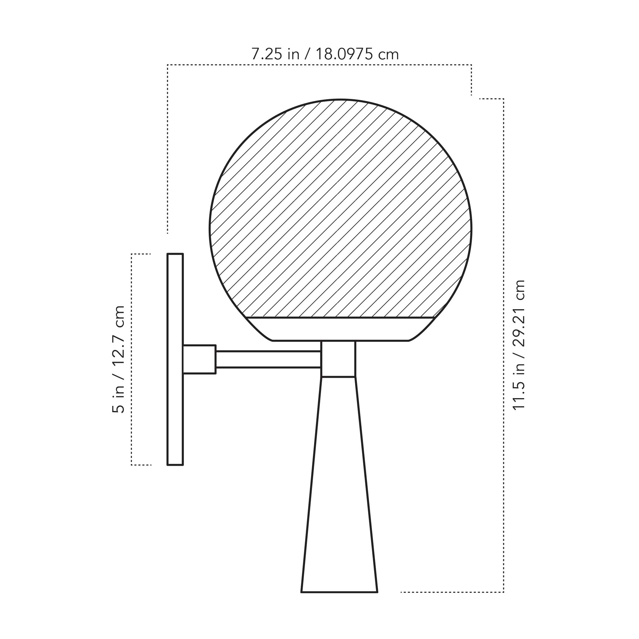 A Technical Drawing Of The Audrey Wall Sconce With 6" Globe