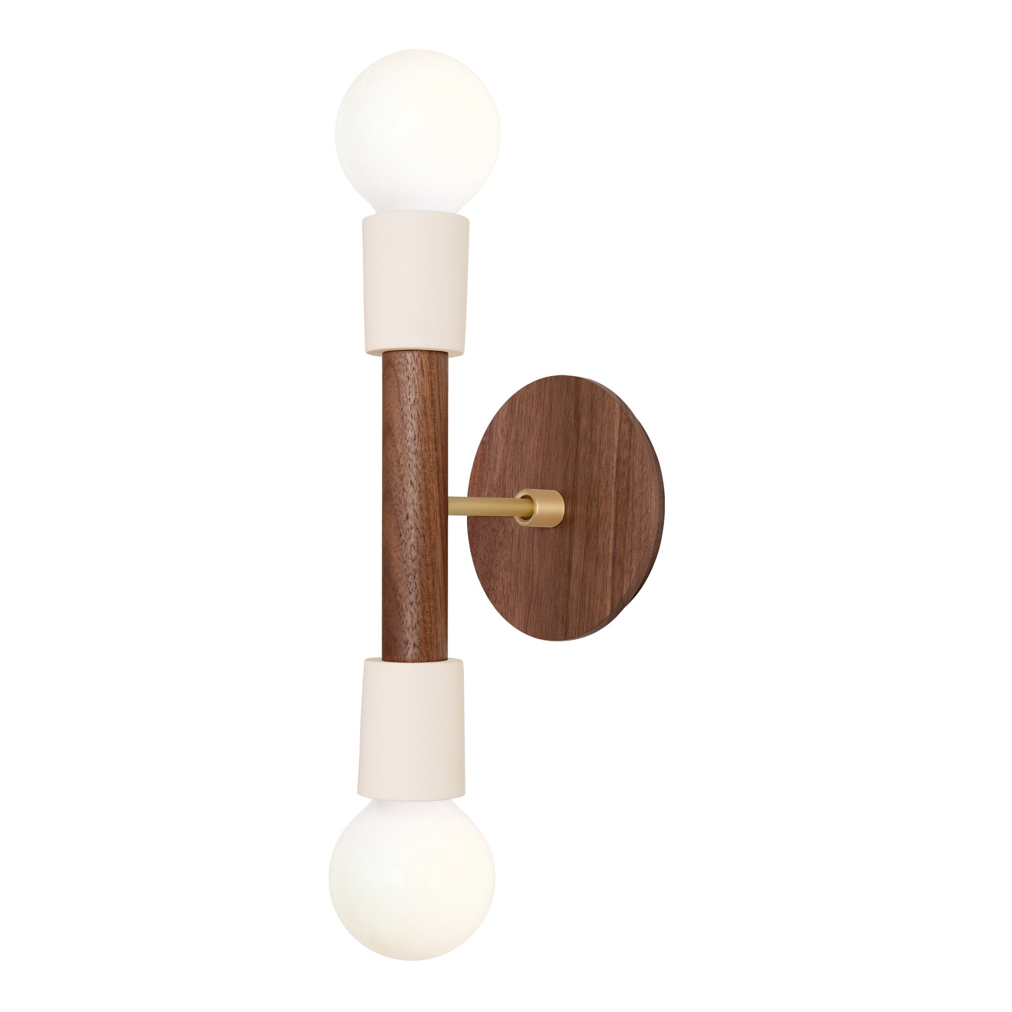 Bailey Sconce shown in Walnut and Brass with a Walnut Wood Canopy