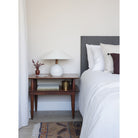 Blanchet Table Lamp shown in Cloud Concrete with Walnut