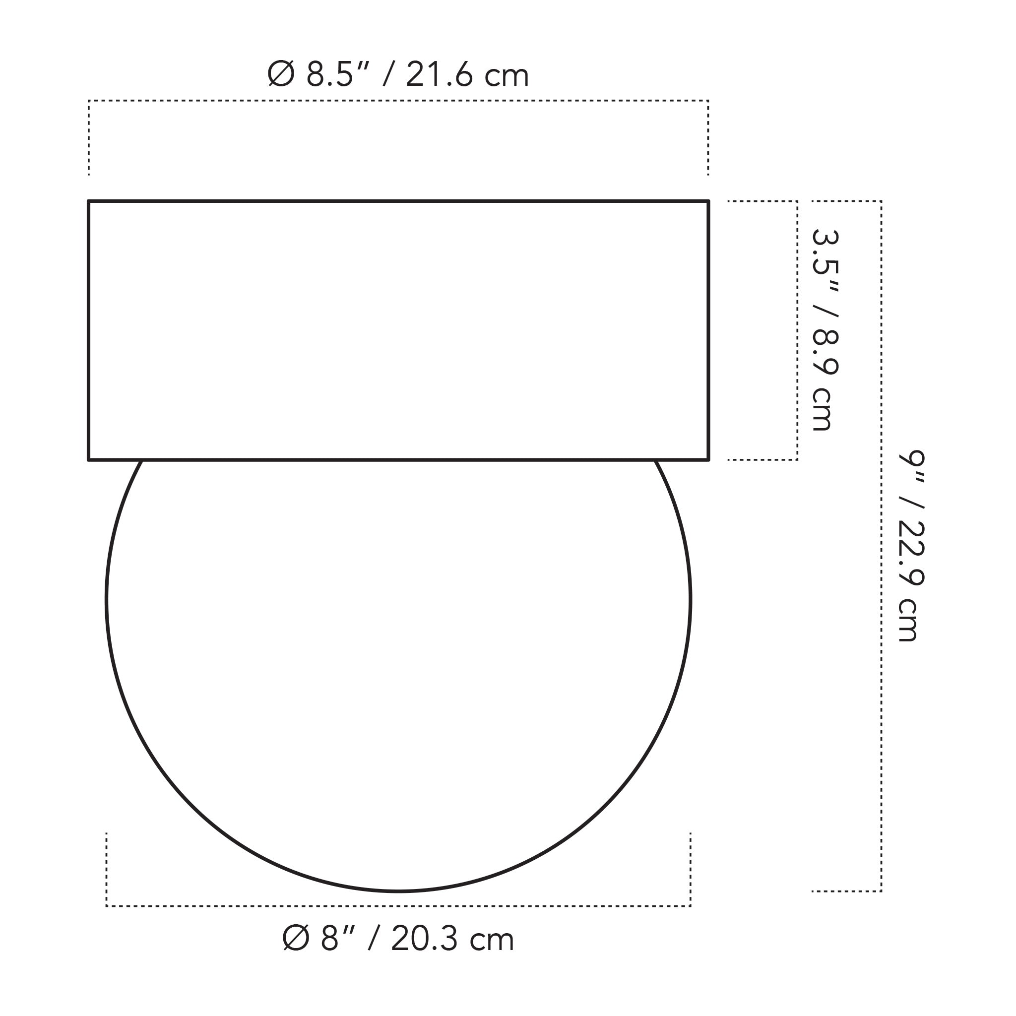 Cedar & Moss Brass Cutie 8" technical drawing with dimensions