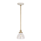 Grace Rod Pendant shown in Brass with a Gloss White Ceramic canopy