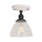 Grace Surface shown in Graphite Patina with a Gloss White Ceramic canopy and Clear Glass shade