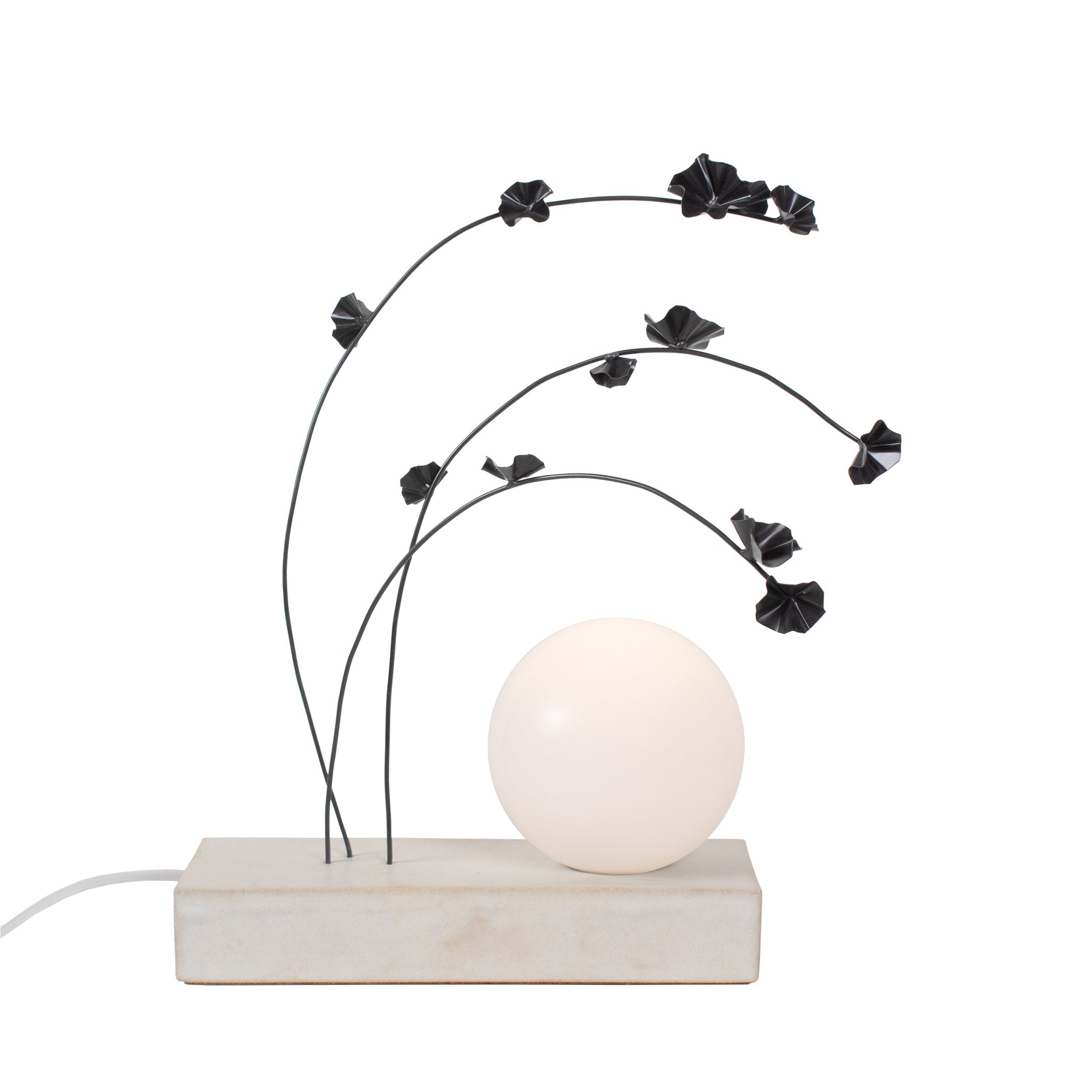 Ikebana Table Lamp shown in Graphite Patina flower finish