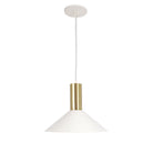 June Cord Pendant shown in White with Brass and a White cloth cord