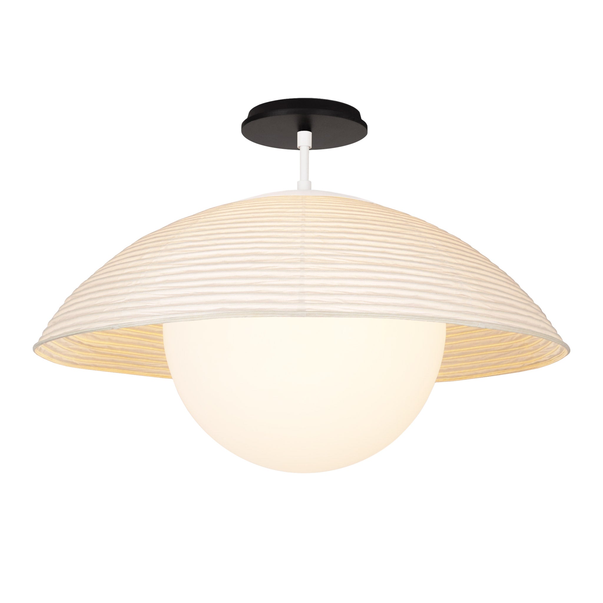 Maru Surface with a Natural shade shown in White with a Black Stained Wood canopy
