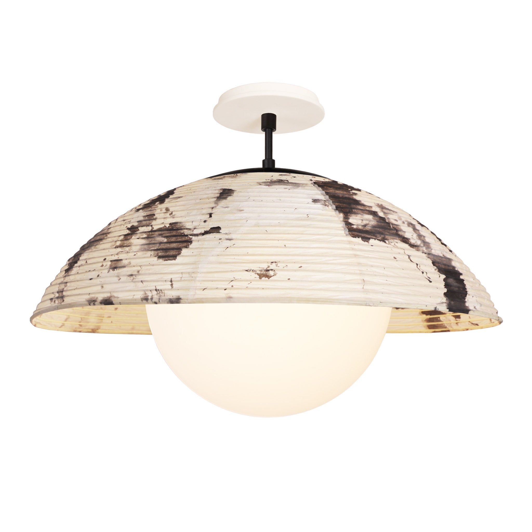 Maru Surface with a Sumi Shade shown in Matte Black with a Bone Ceramic canopy