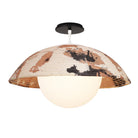 Maru Surface with a hand-painted chōchin washi shade shown in Kakishibu with White and a Black Stained Wood canopy
