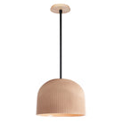 Morgan Pendant shown in Gloss Dusty Rose Glaze and Matte Black with a Maple Wood Canopy